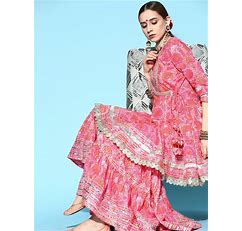 Ishin Floral Printed Pure Cotton Short Kurti With Sharara